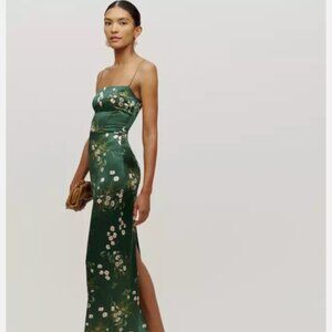 Reformation Green Floral Maxi Dress